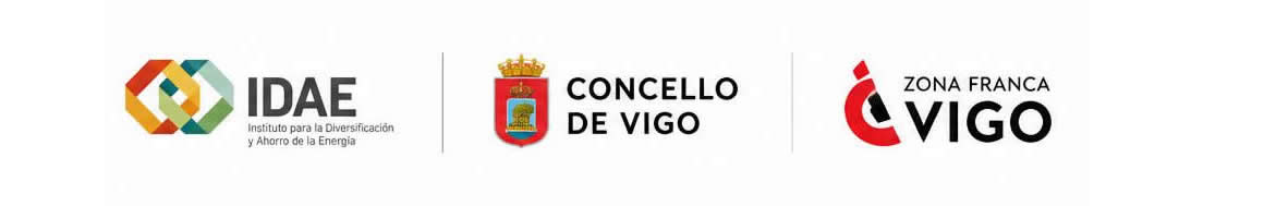 Identidad institucional del proyecto: IDAE, Concello de Vigo, Zona Franca de Vigo y energía para un futuro sostenible